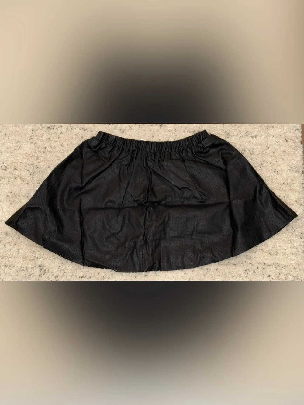 NWT GapKids Girls Black Faux Leather Skater Skirt Perforated Size Small 6-7